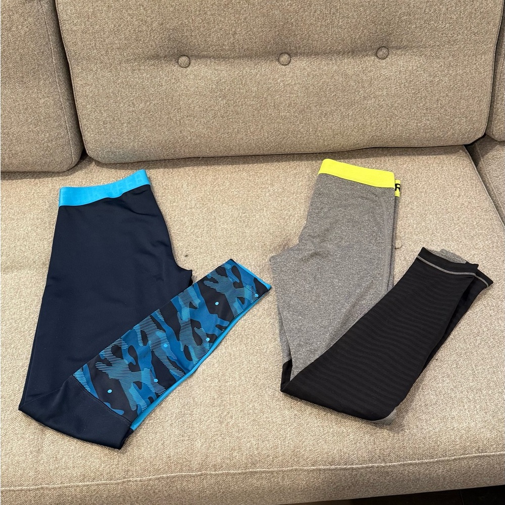 Set of 2- (1) Reebok legging Blue & (1) Nike legging Gray and Black
